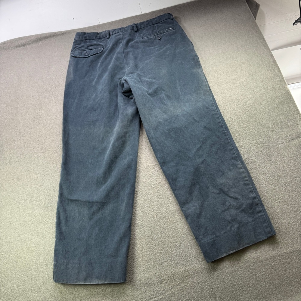Faconnable Trousers Mens 36 Blue Chino Pleated Plaid Lining Classic Prep Blue - Picture 2 of 12